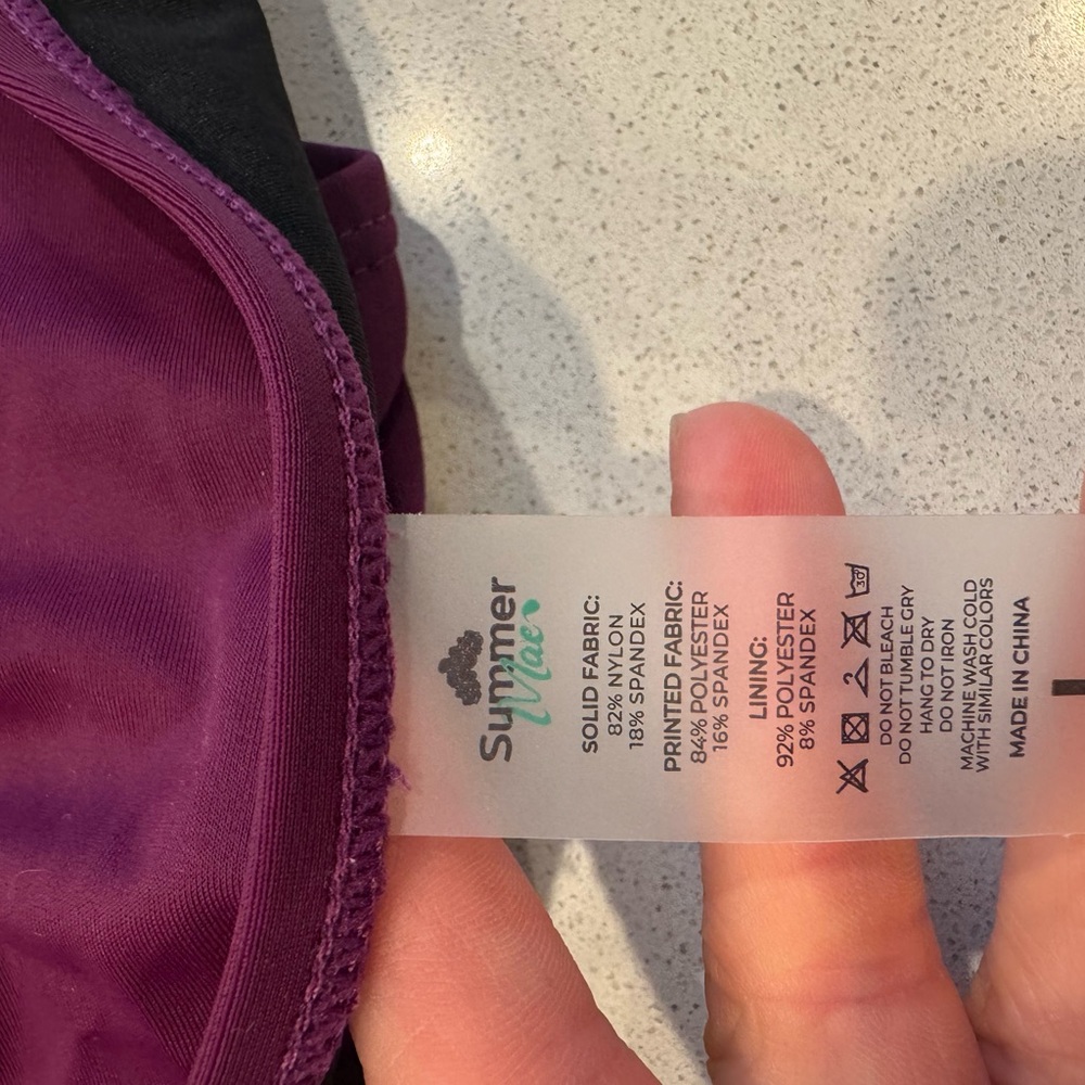 Summer Mae Floral -Solid Purple Bikini Maternity Swim Set Size:Large - Picture 7 of 10